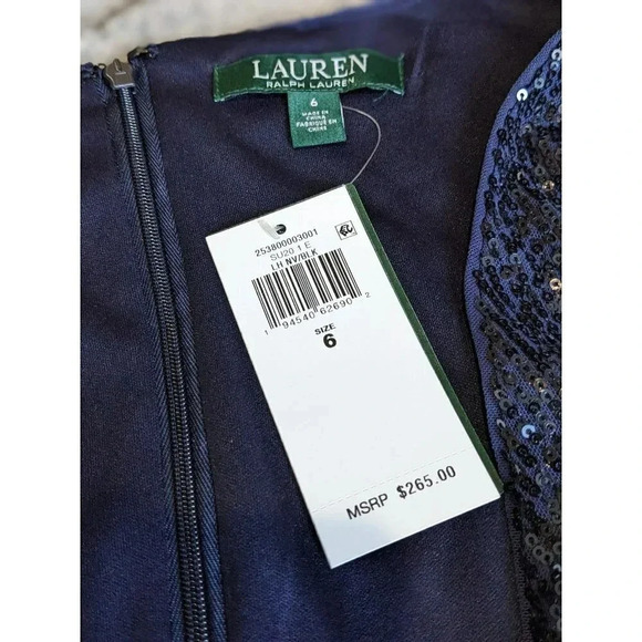 NWT Lauren Ralph Lauren Women's Dress Sparkling Midnight Blue Size 6 MSRP $265 - Picture 4 of 9